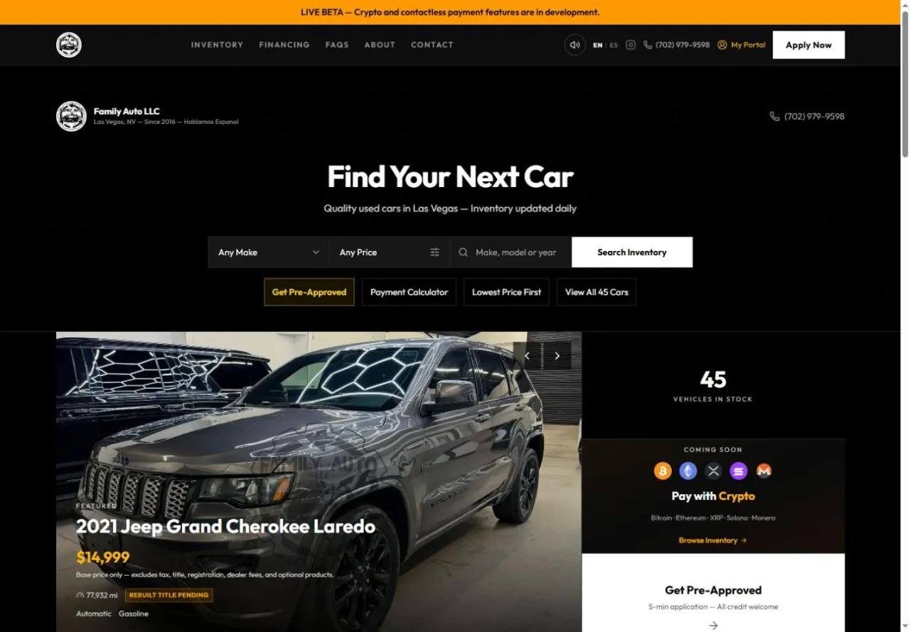 Family Auto LV — Website preview