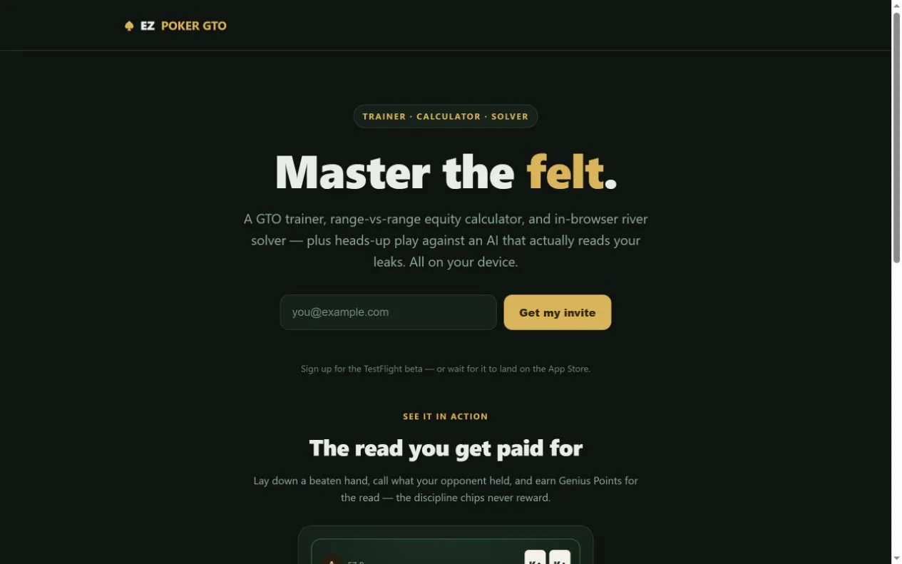 EZ Poker GTO — Website preview