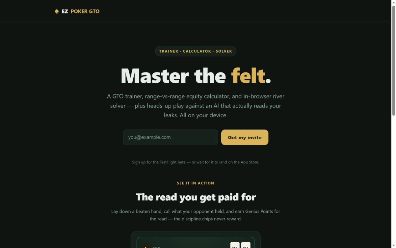 EZ Poker GTO — interface preview