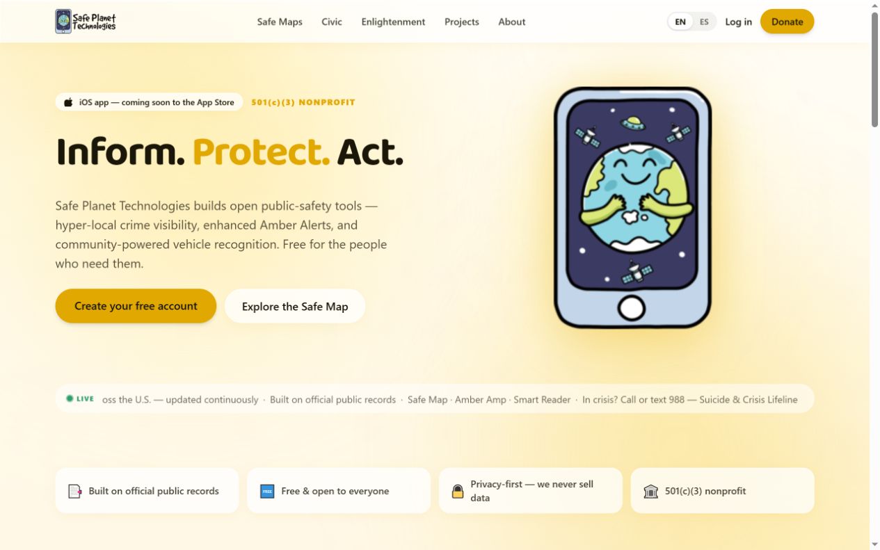 Safe Planet Technologies — interface preview